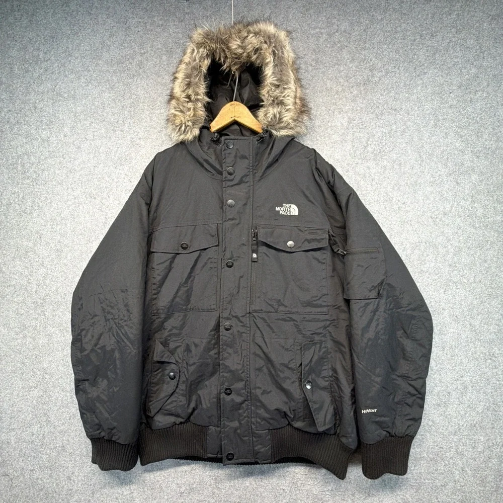 The North Face Jacket Mens XL Black Goose Down Fill Gotham Faux Fur